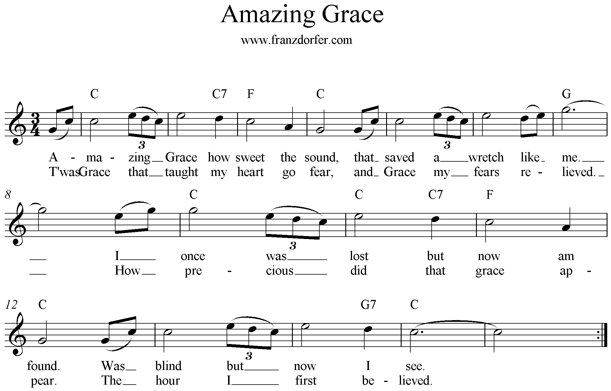 Amazing Grace, C-Major